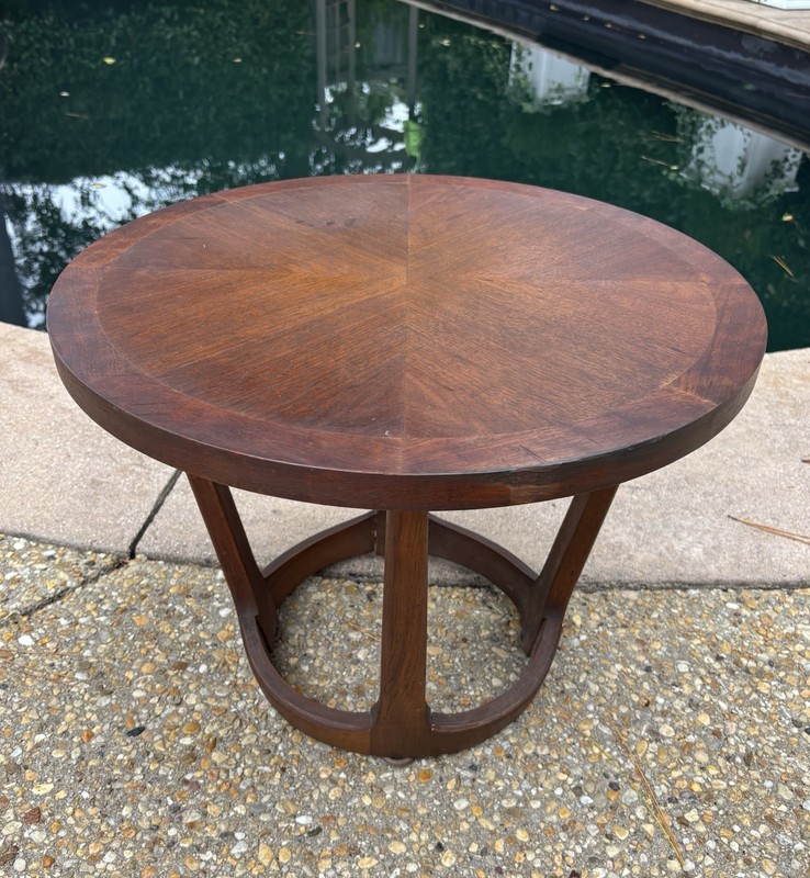 Vintage MCM Mid Century Modern Lane Rhythm Round Drum Side Table 21”