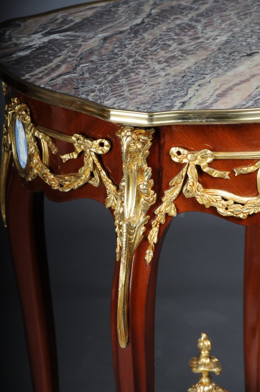 Magnificent Side Table with Bronze Louis XV Marble Beechwood gallery