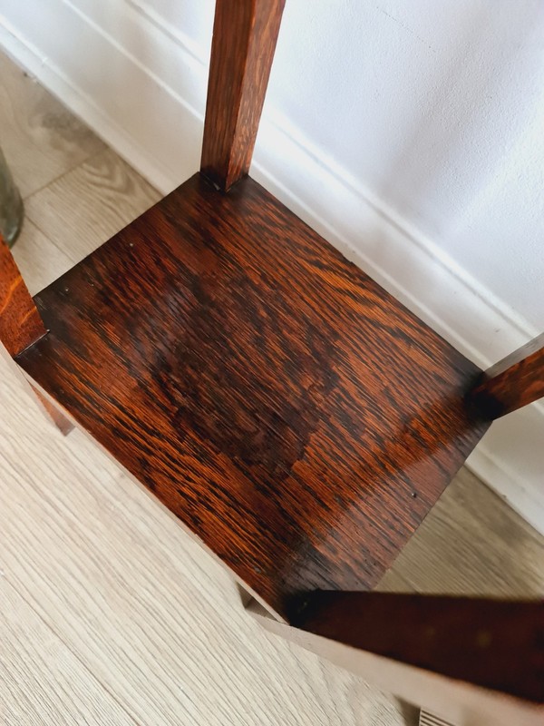 Antique Oak Wood Table Pot Stand Whisky Serving Side Table Distressed Brown UK gallery