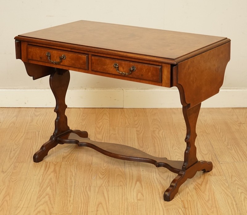 LOVELY BEVAN AND FUNNELL BURR WALNUT EXTENDING DROPLEAF SIDE END TABLE gallery