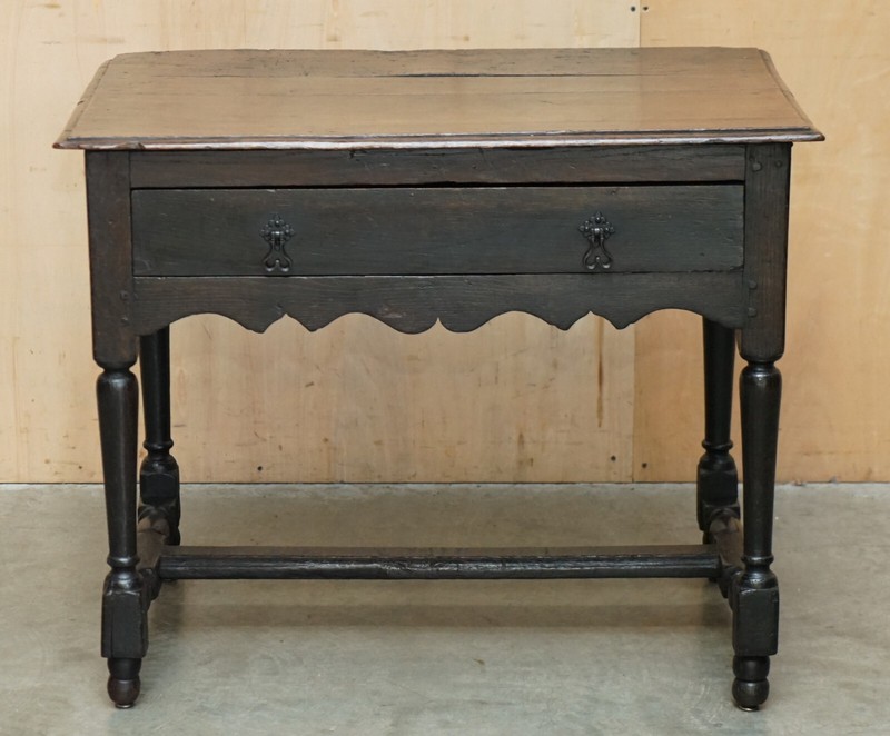 17TH CENTURY ANTIQUE CHARLES II FLEMISH OAK SIDE TABLE WITH SINGLE DRAWER gallery