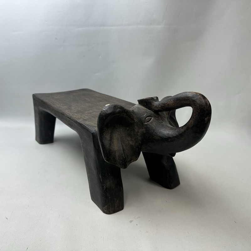 Carved Wooden Elephant Decor Stool Foot Rest Unique gallery