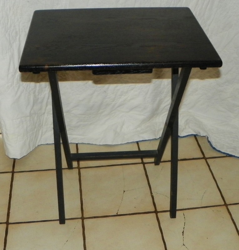 Oak Black Distressed TV Tray Table / Side Table (T404) gallery