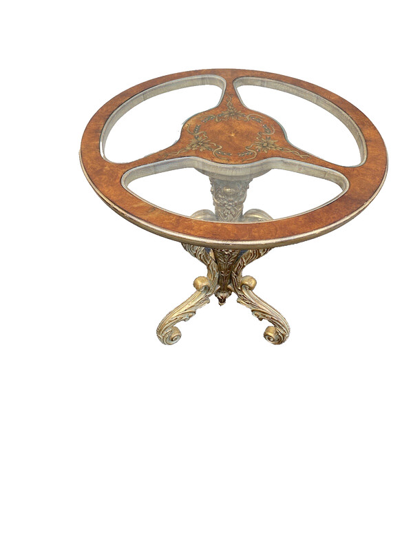 64780 Decorator Hand Painted Lamp Table with Glass Inserts gallery