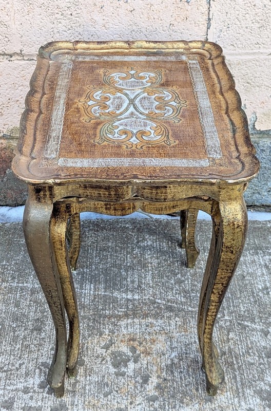 Set Vintage Antique Old SOLID Wood Nesting Nested Accent Plant Stand Side Tables gallery