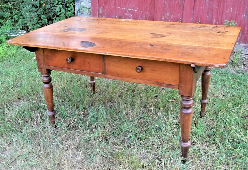ANTIQUE 19th CENTURY 2 DRAWER COUNTRY FARMHOUSE WORK/DINING TABLE