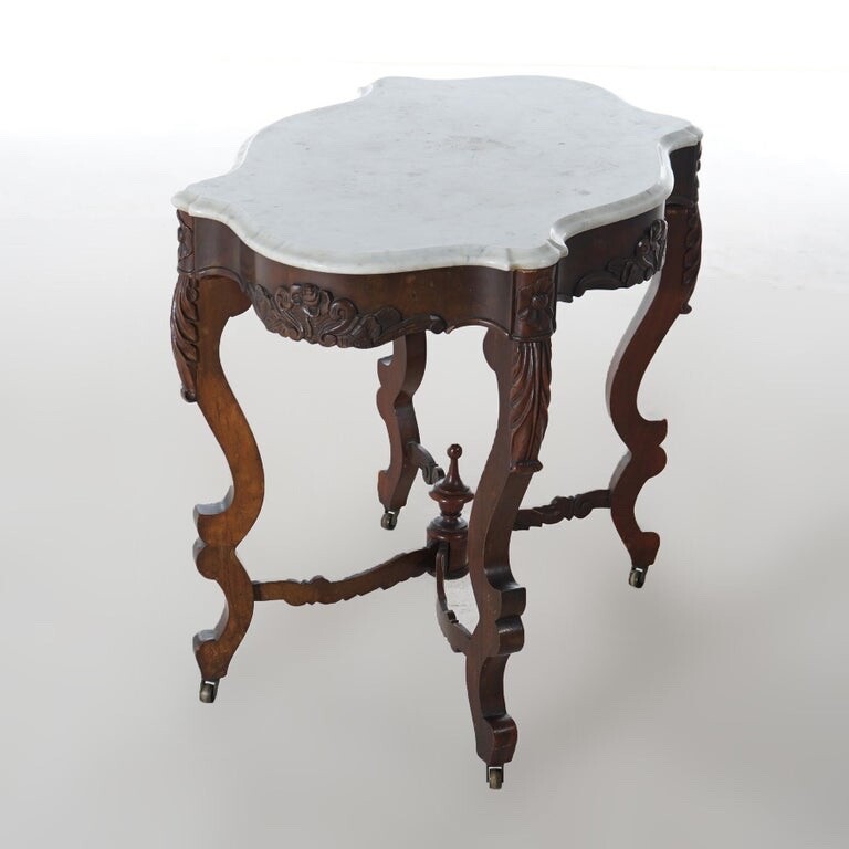 Victorian Rosewood & Marble Top Parlor Table C1890 gallery