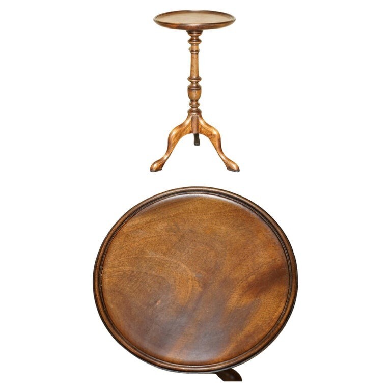 DECORATIVE NICELY TURNED MAHOGANY TRIPOD LAMP SIDE END WINE OCCASIONAL TABLE