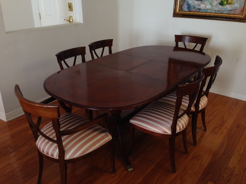 Dinning table mahogany French polished extendable with 6 matching chairs gallery
