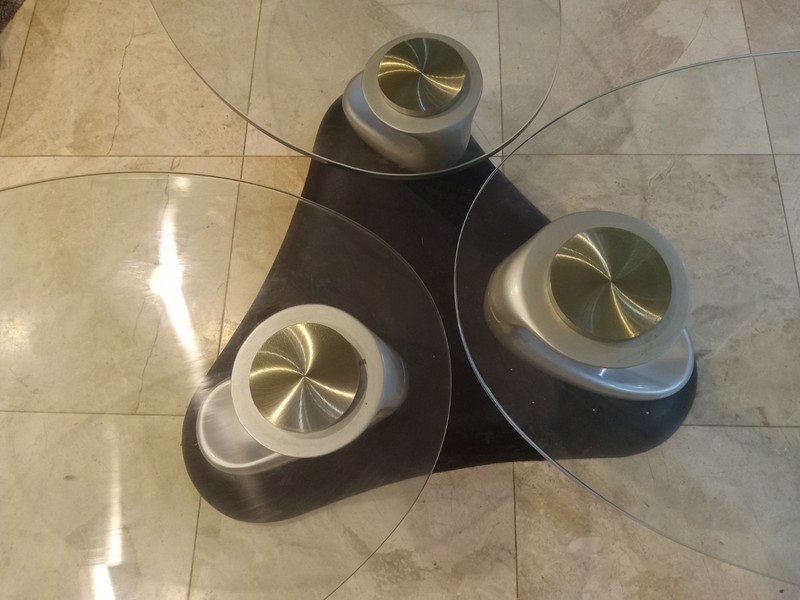VINTAGE - ITALIAN CANTONI - SWIVEL - CONTEMPORARY GLASS COFFEE TABLE gallery