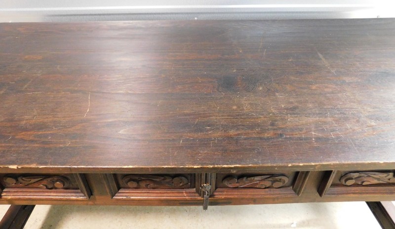 Spanish Baroque Style Carved Walnut and Iron Console Table/Writing Desk gallery