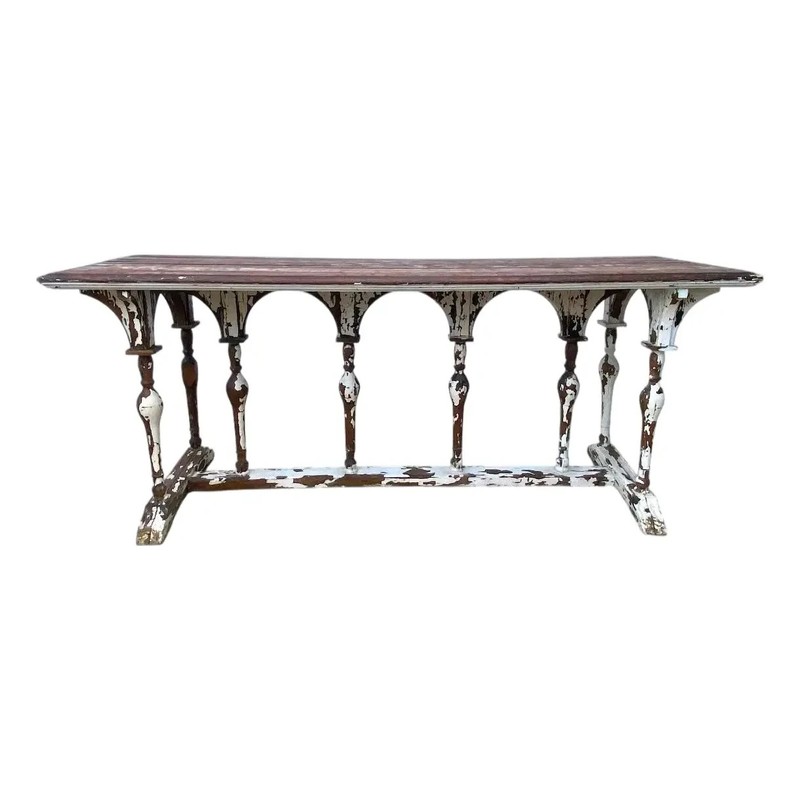 Antique 19th Century Gothic Revival Style Wood Console Table