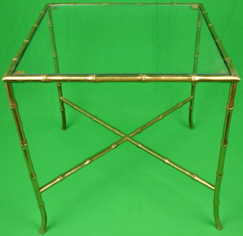 Bronze Bamboo Table w/ Glass Top