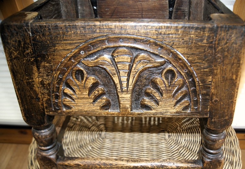 Antique Oak Tudor Style Carved Joint Tavern Stool Hinged Lid Side Lamp Table gallery