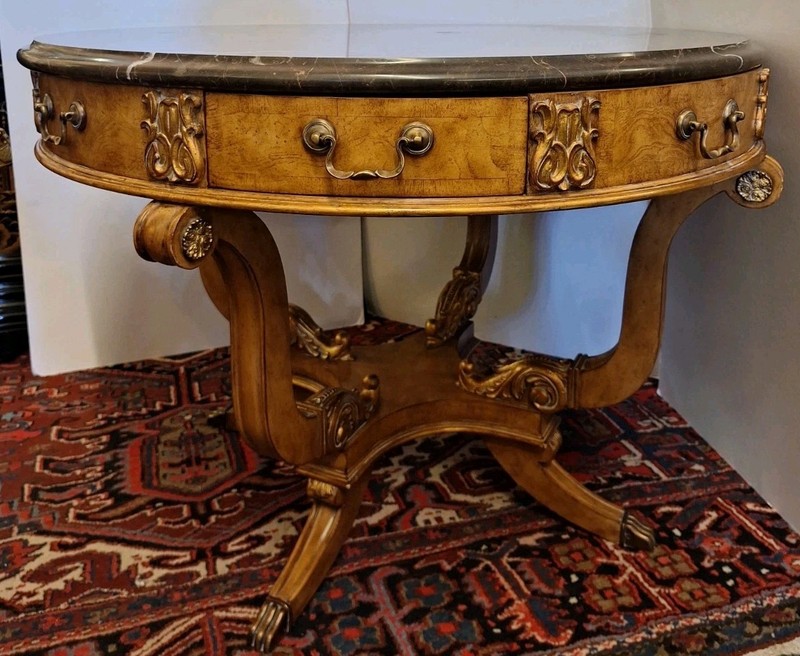 Empire Style Marble Top Century Furniture Co. Center Table
