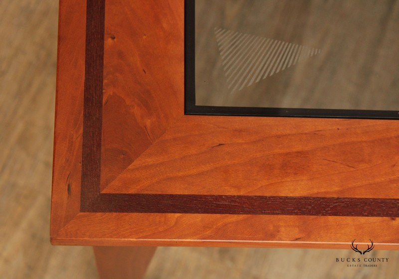 Studio Crafted Solid Cherry Square Glass Top Side Table gallery