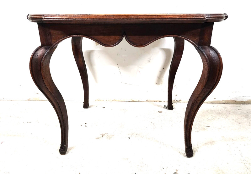 Country French Side Table Leather Top Oak Antique gallery