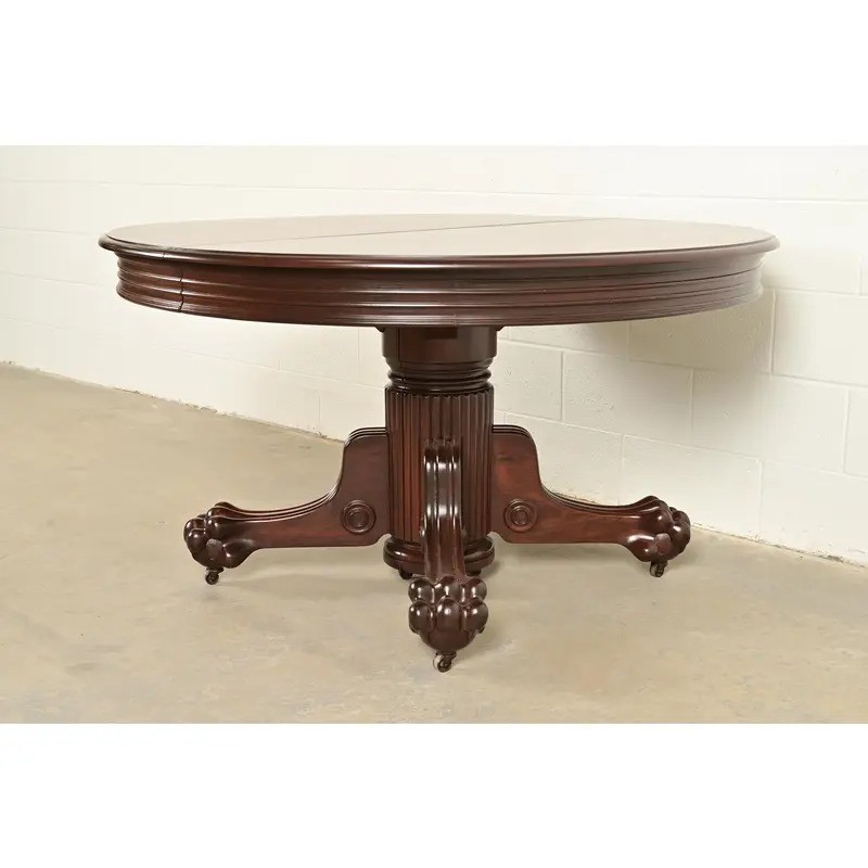 R. J. Horner Victorian Carved Mahogany Extension Dining Table, Newly Refinished gallery