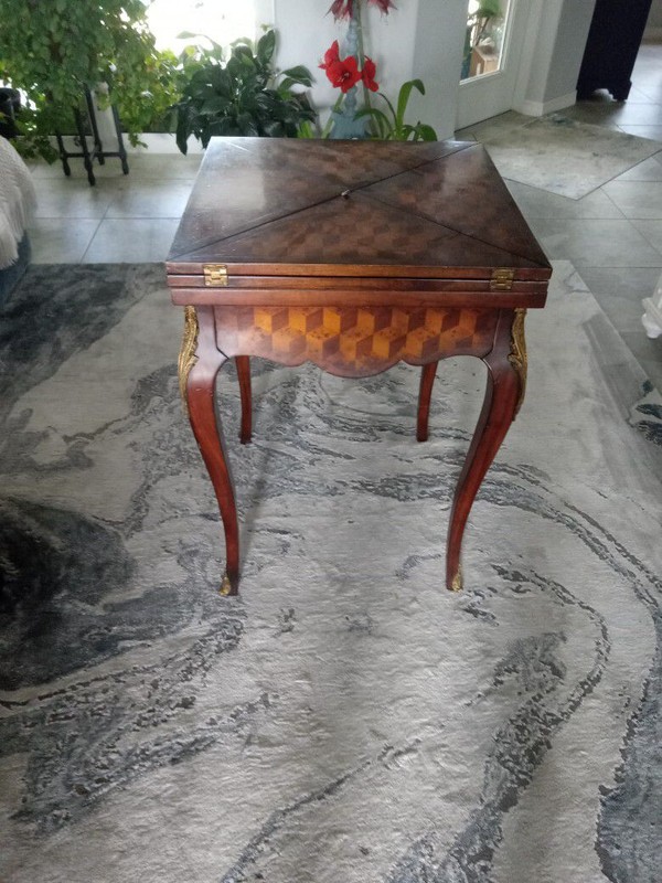 Vintage Antique Fold out Chess Table Louie the XV English georgian Furniture gallery