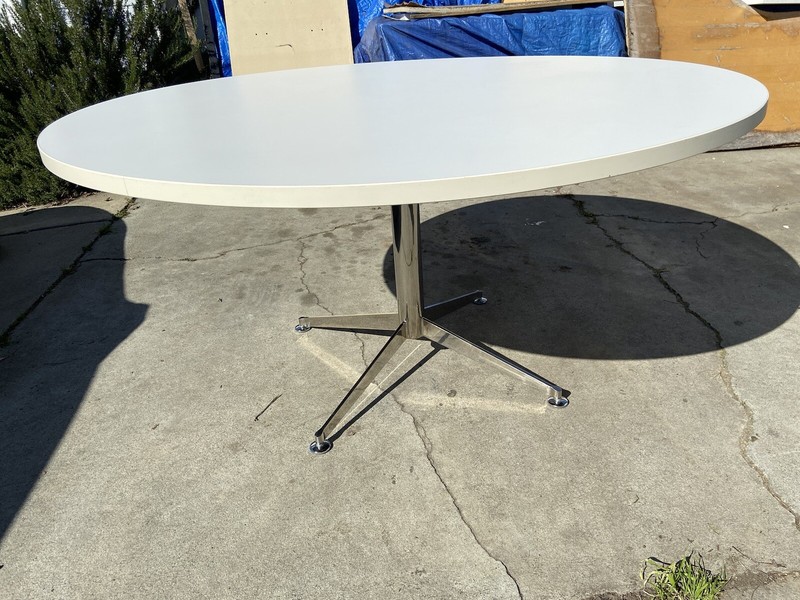 Florence Knoll Mid Century Modern Style Chrome Dining Conference Table gallery