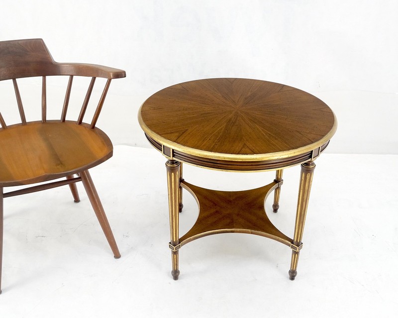 Widdicomb 26" Round Gold Gilt Side End Lamp Table Stand Book Matched Veneer MINT gallery