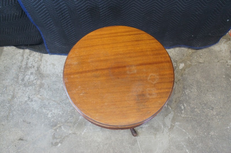 Antique English Georgian Style Mahogany Round Pedestal Drum Side Table Drawer gallery