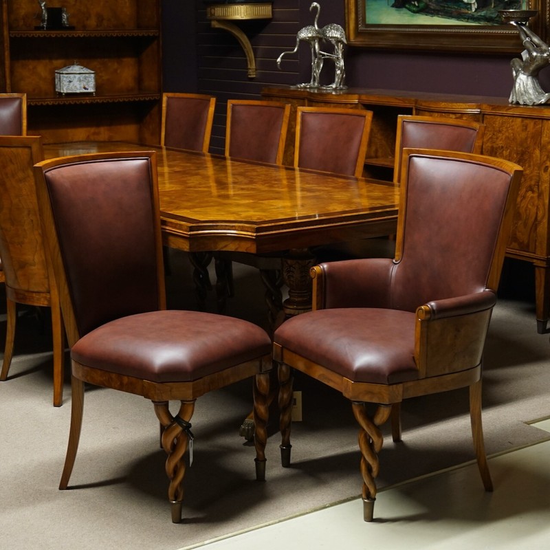 Beautiful 9' traditional Ash wood 2 pedestal formal dining table gallery