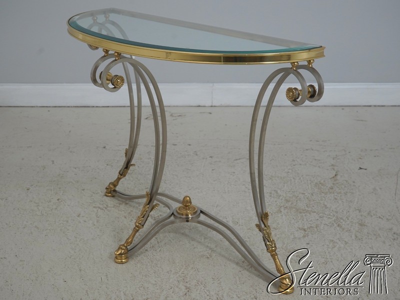71781: LABARGE Brass & Steel Regency Console Hall Table gallery