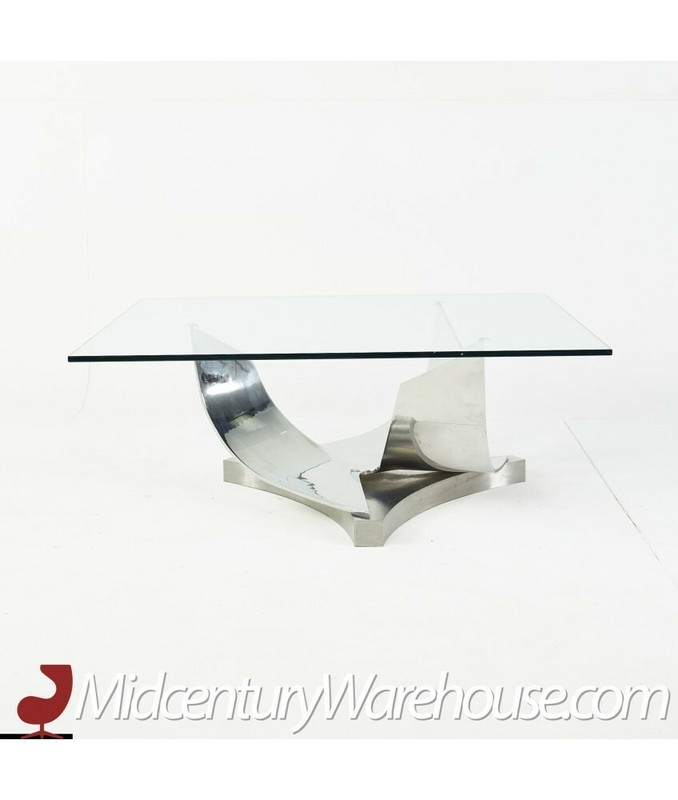 Ron Seff Polished Chrome, Stainless Steel and Glass Coffee Table gallery