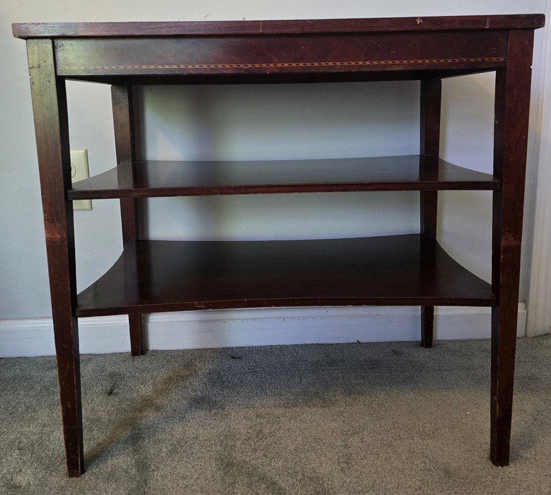 Mid Century Mersman 7358 Mahogany 2 Tier End Table w/Inlaid Design Deco Corners gallery
