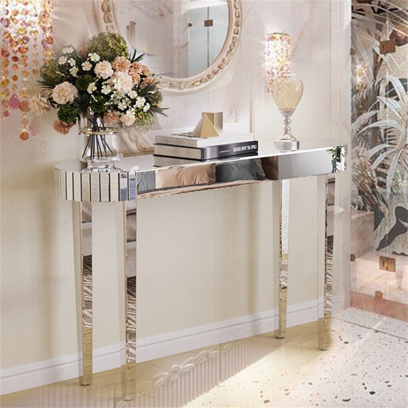 Ultra Long Silver Mirrored Entry Console Table Vanity Table Versatile Furniture gallery