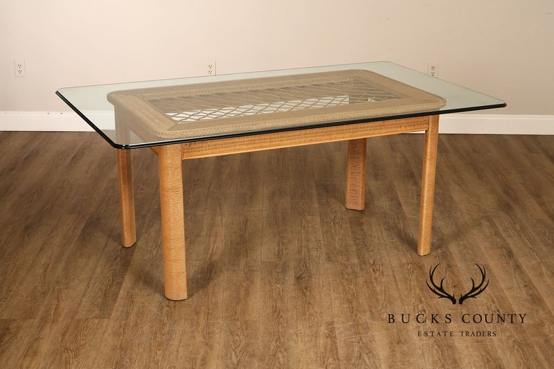 Lexington Henry Link Glass Top Wicker Dining Table gallery