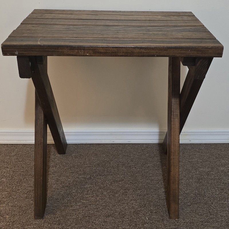 Antique Sawbuck Primitive Table Wood Side Plant Stand Trestle X Leg Cross Rustic