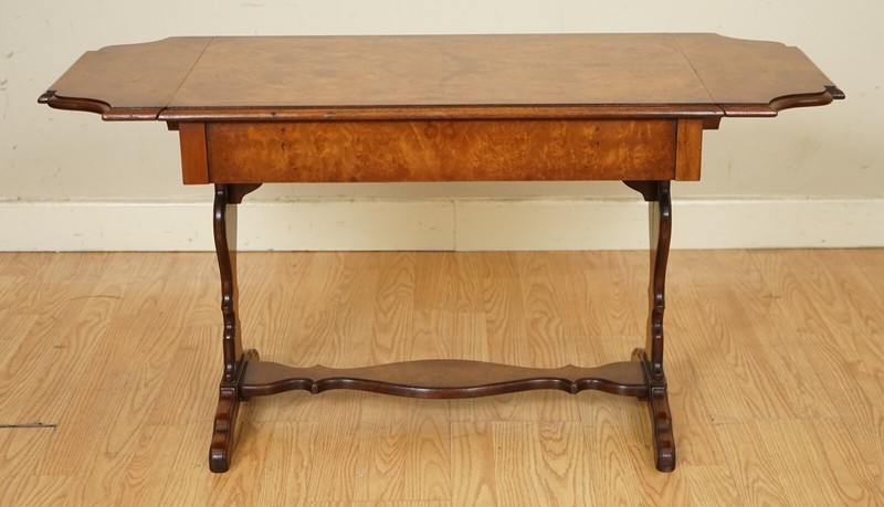 LOVELY BEVAN AND FUNNELL BURR WALNUT EXTENDING DROPLEAF SIDE END TABLE gallery