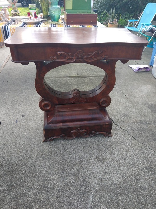 Antique Classical Empire Petticoat Mirror Pier Table 1840