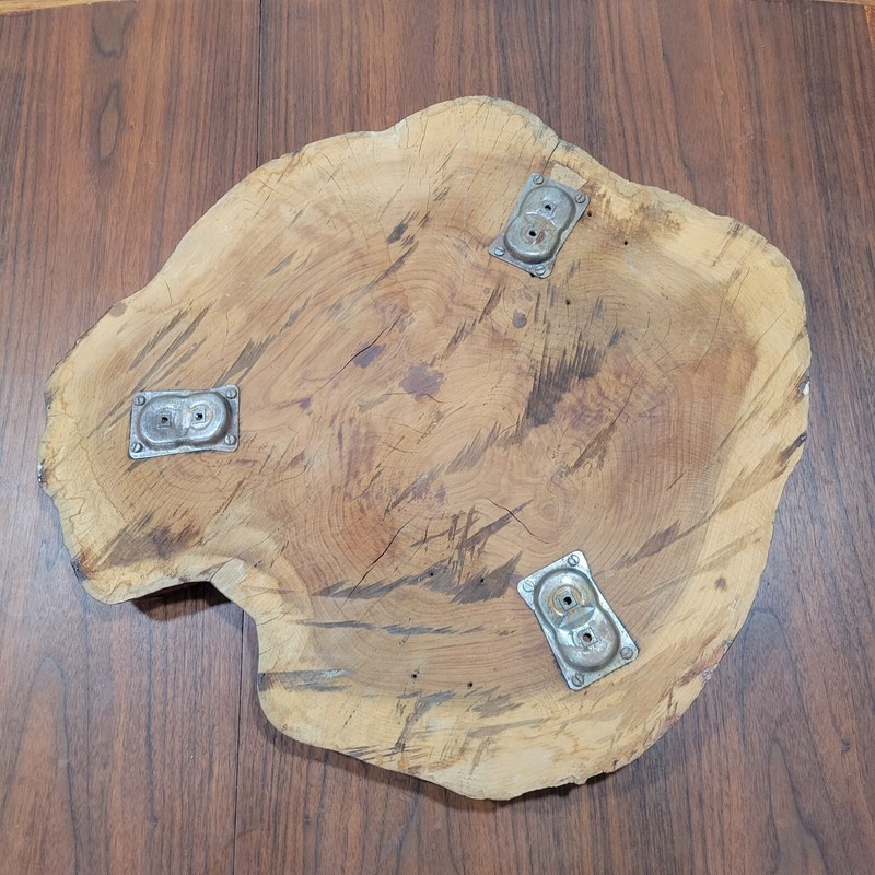 Vintage MCM Natural Wood Cut Side Tabletop 24" gallery