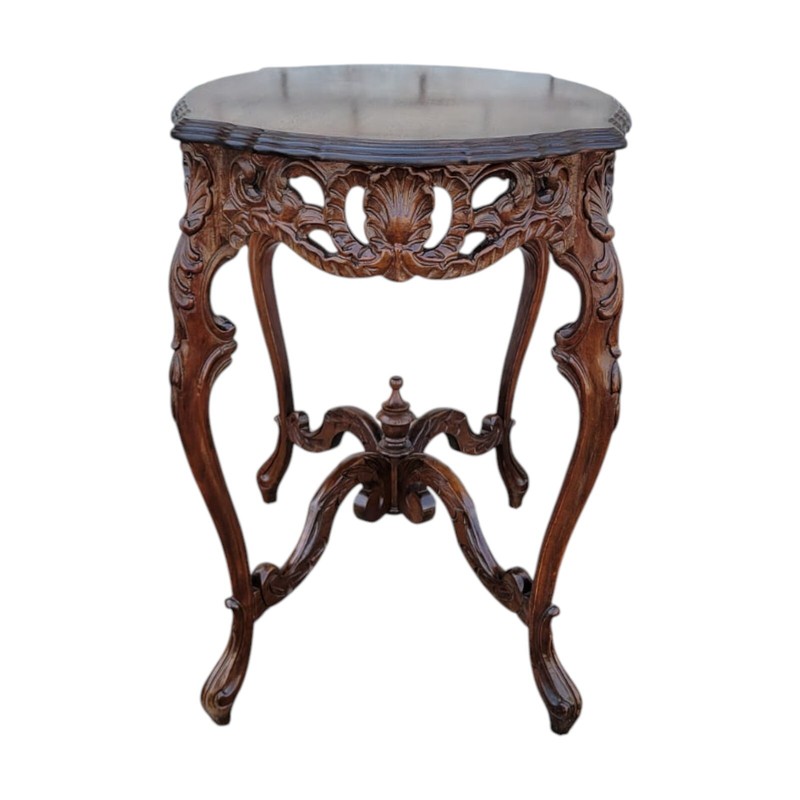 1930 Italian Walnut Center Table Bookmatch Top Hand Carved & Polished Mint gallery