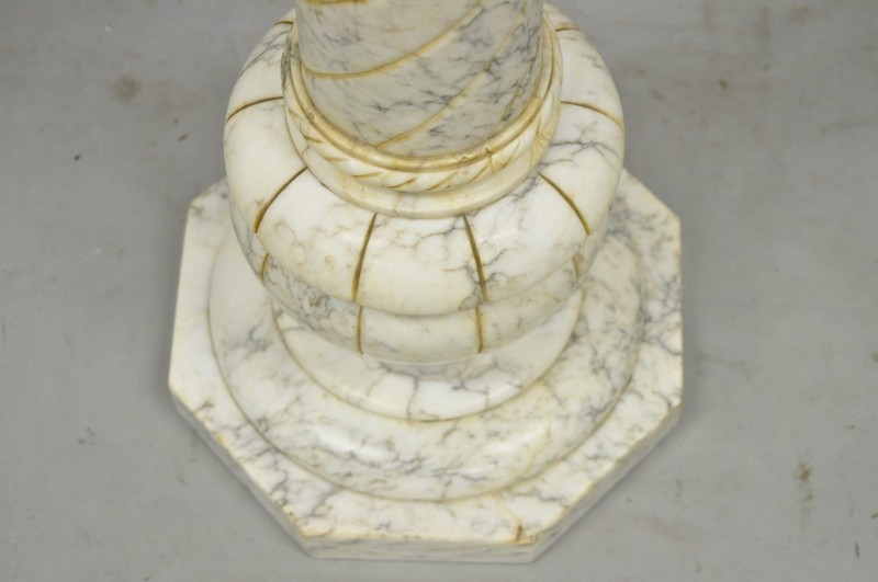 Vintage Italian Classical Carved Marble Column Form Square Top Pedestal Stand gallery