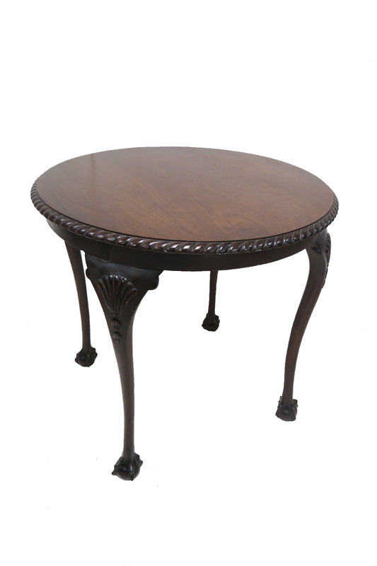 Vintage English Victorian Window Table Or Accent Table With Ball and Claw Feet