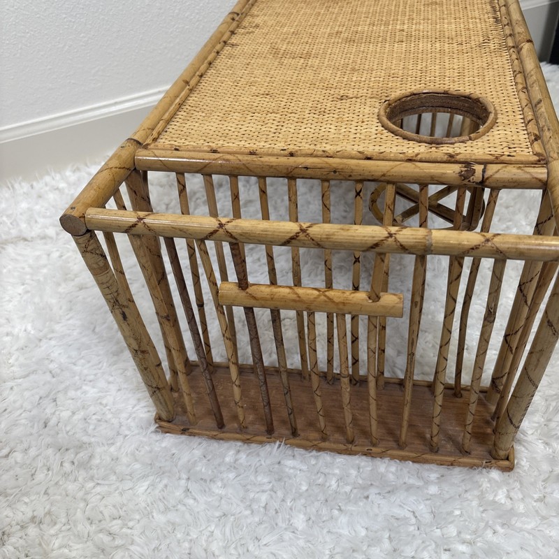 VTG 1970s Bamboo and Rattan Bed Tray Breakfast Tray Lap Desk Cup Magazine Holder gallery