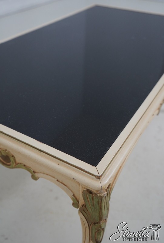 F63588EC: Italian Style Paint Decorated Black Glass Coffee Table gallery