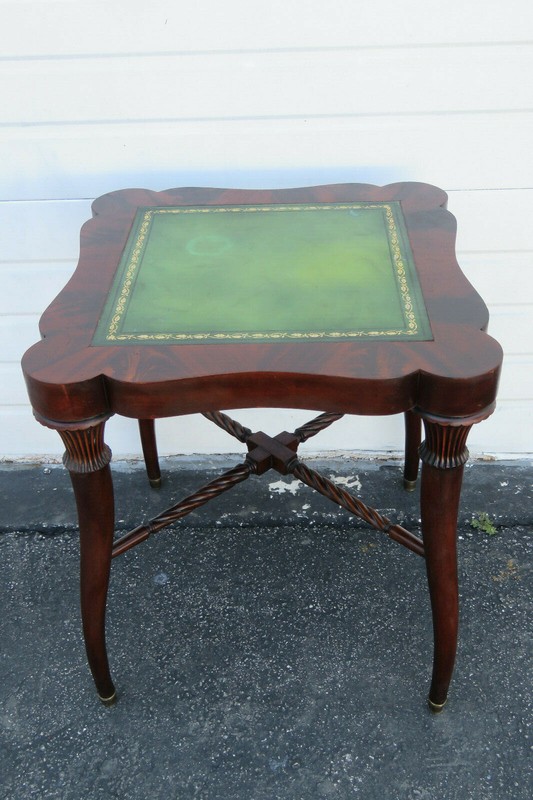 Flame Mahogany Leather Top Side End Table 9748 gallery