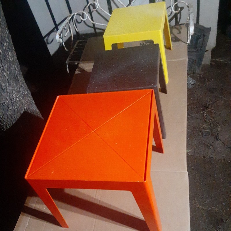 MIDCENTURY MODERN CHEINCO BURLINGTON NEW JERSEY ATOMIC PLASTIC STACK NEST TABLES gallery