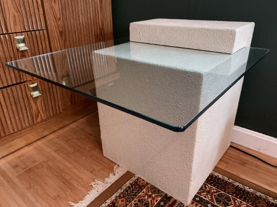 Set of two Plaster Side Tables with glass top
