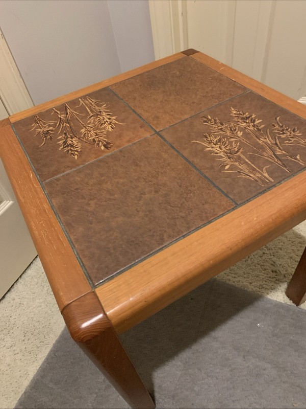 Vtg Danish Modern Style Tile Top Accent End Side Table gallery