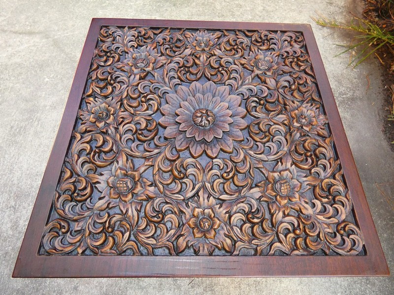 Deeply Carved Low Table, Anglo-Japan, flowers+foo dogs, pick-up Central Florida gallery