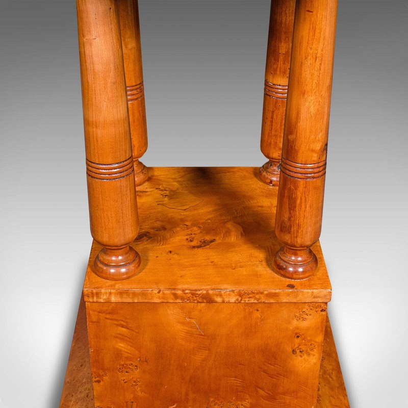 Vintage Podium Hall Table, French, Birds Eye Maple, Lamp, Side, Art Deco, C.1930 gallery