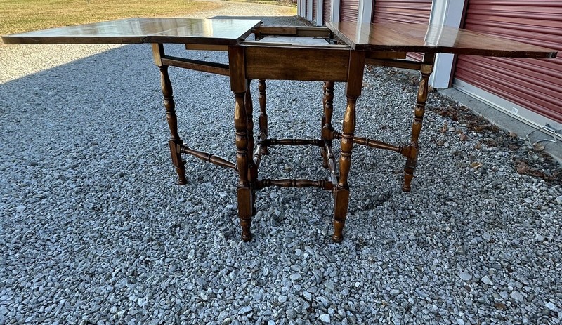 Vintage Spindle Gateleg Table W/ Drop Side & Hidden Butterfly Center Leaf gallery