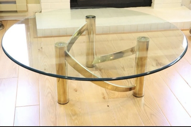 MCM Twisted Brass Coffee Table With Glass Top vintage antique