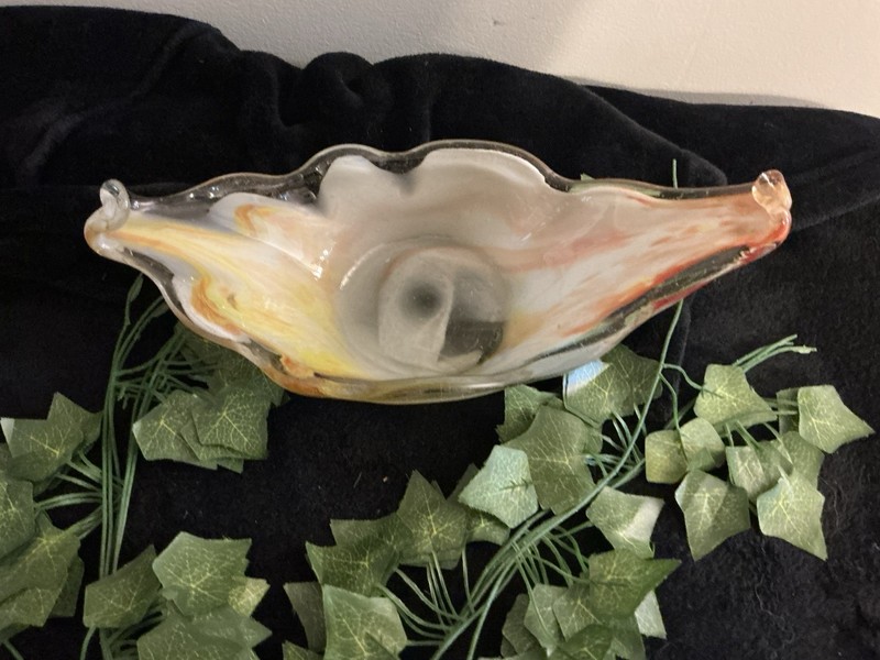 Orange And White Oval Collector Table Piece Very Heavy A Very Unique. gallery